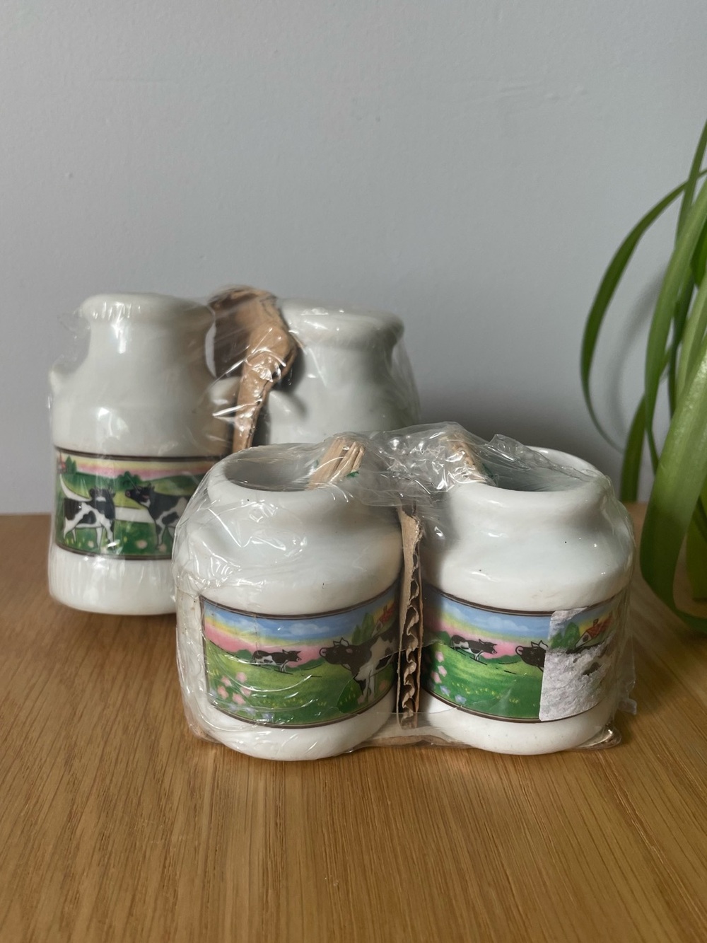 Vintage Sabre Ceramic Cow Salt & Pepper Shakers and Toothpick Holders Sealed
